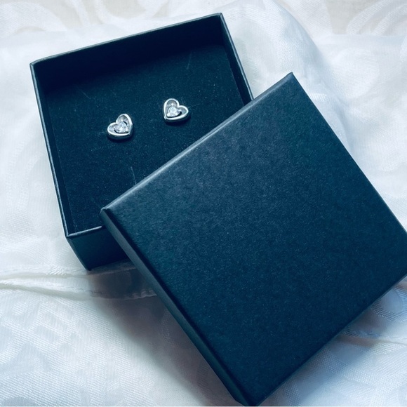 NWOT Double Heart Stud Earrings, Sterling Silver 925 - Picture 12 of 13